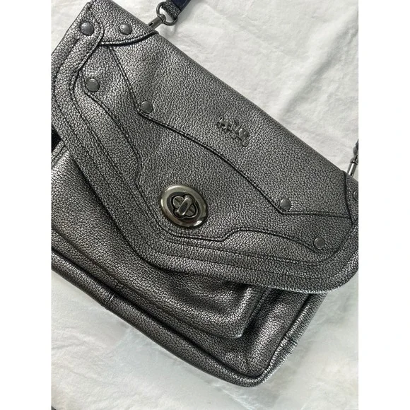 COACH Rhyder Crossbody Bag Metallic Pewter Pebbled Leather 34232 - Picture 4 of 12